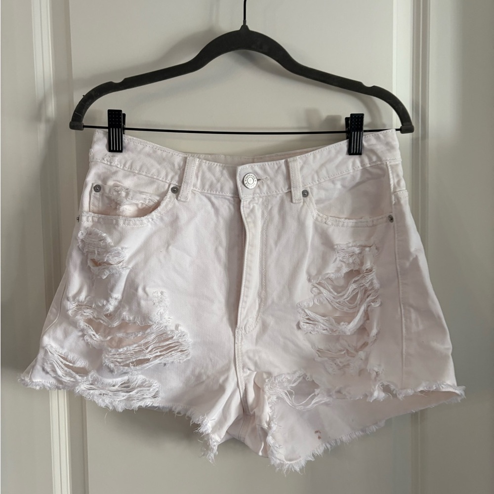 Garage Light Pink Distressed Jean Shorts